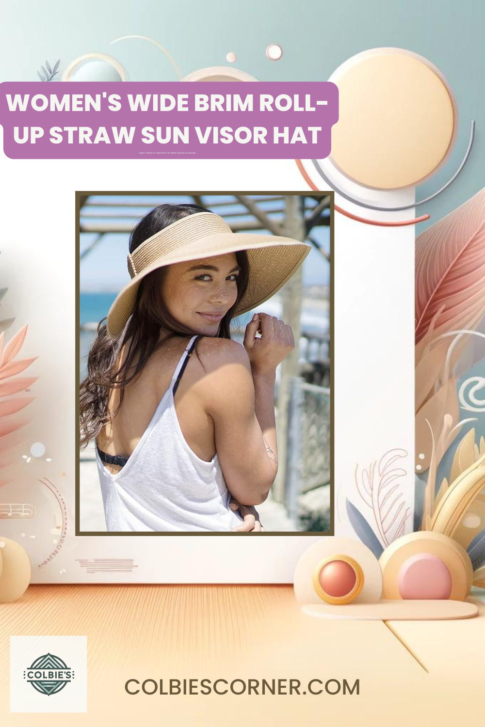 Women's Wide Brim Roll-Up Straw Sun Visior